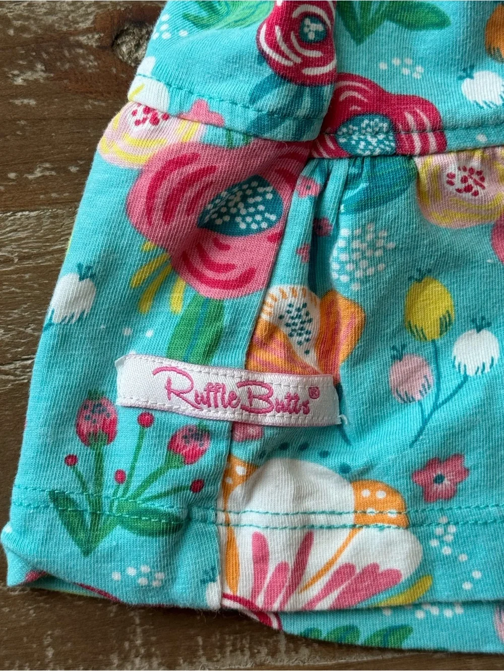 +RuffleButts Turquoise Floral Tiered Dress 6-12M Baby Girl Summer Sundress